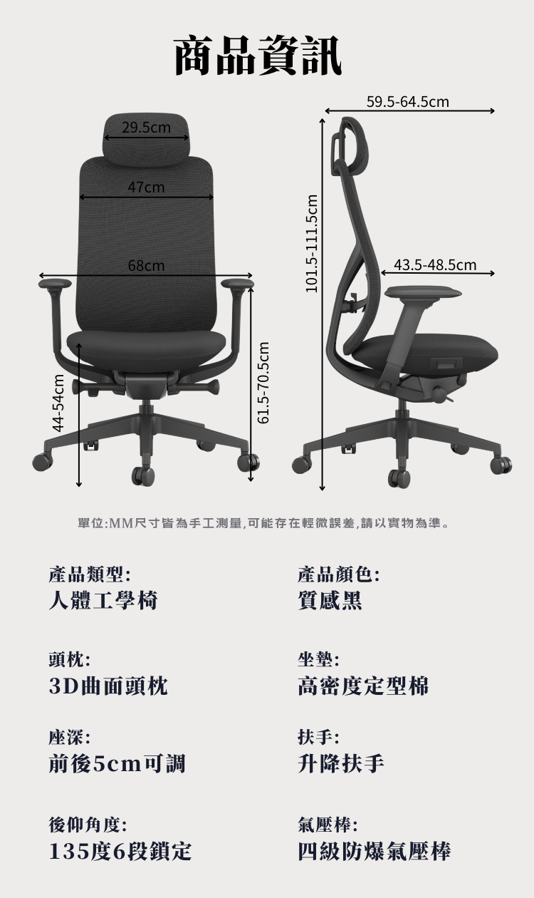 YA-1182G Antler高背工學椅:圖片 5